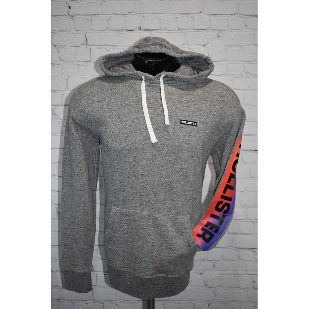 Hollister Hoodie Mens Medium Gray Graphic Pullover Sweatshirt - Picture 11 of 11